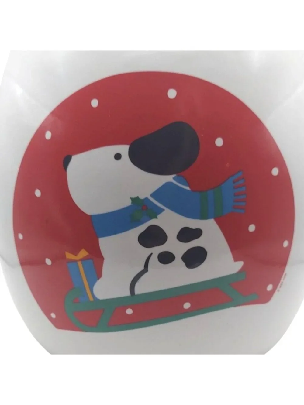 Sledding Dog Ceramic Cookie Jar Biscuit Container Christmas Winter Holiday